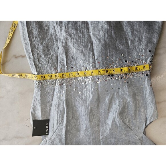 LESLIE FAY Women's Size 10 Sequined Sleeveless Formal Blue Dress - Picture 6 of 13